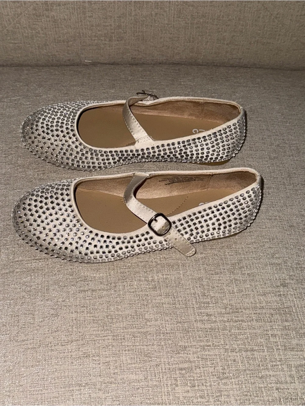 art class Silver Rhinestone Mary Jane Flats for Kids